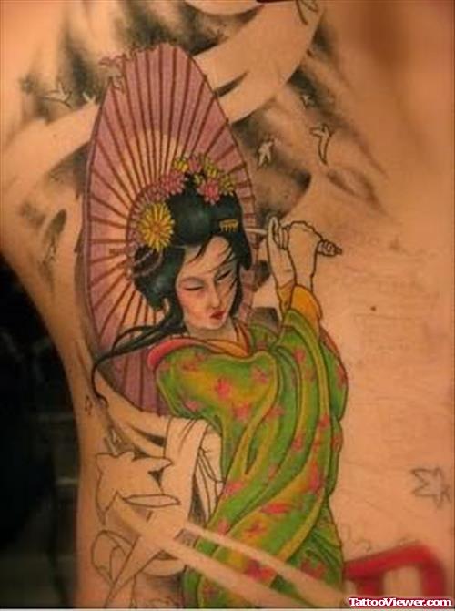 Geisha Tattoo Design On Body