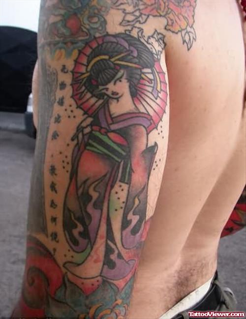 Geisha Japanese Tattoo On Arm
