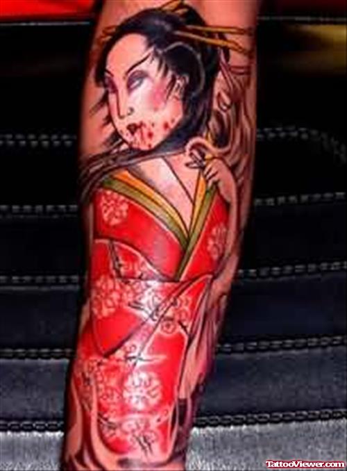 Geisha Red Ink Tattoo