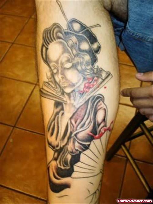 Black Girl Tattoo On Leg