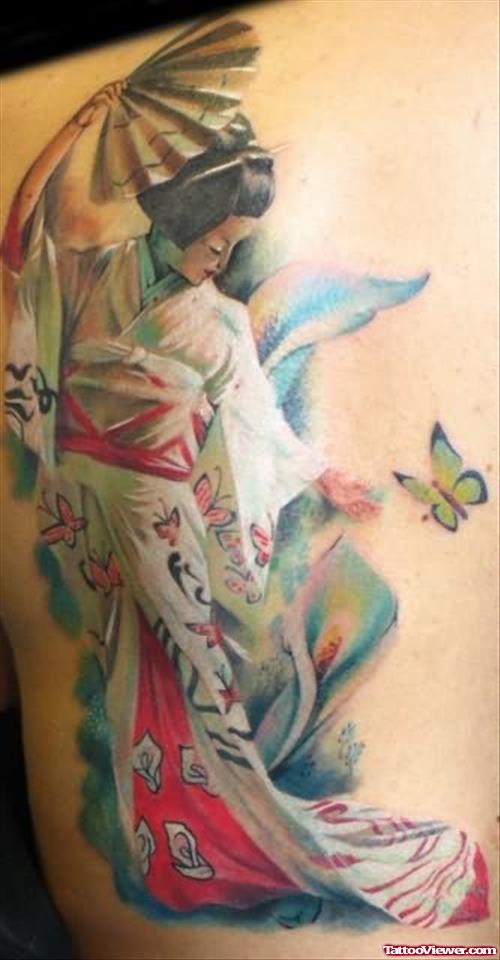 Best Geisha  Tattoo On Back