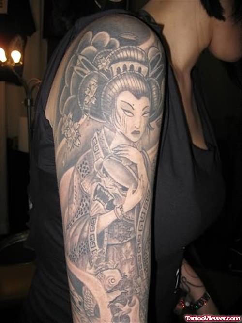 Geisha Upper Shoulder Tattoos