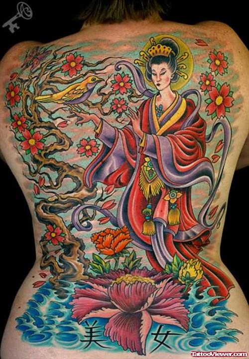 Geisha Back Body Tattoo
