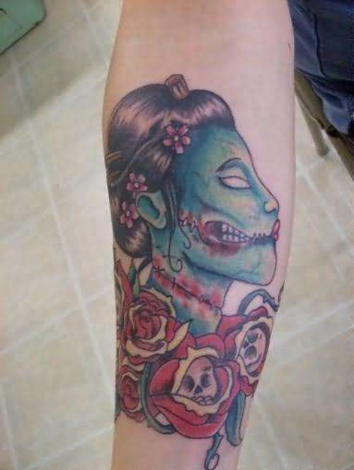 Zombie Geisha Colour Tattoo