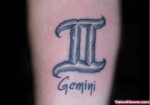 Awesome Grey Ink Gemini Tattoo
