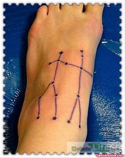 Gemini Tattoo On Left Foot