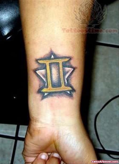 Gemini Zodiac Tattoo On Wrist