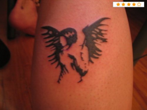 Tribal Angel Gemini Tattoo On Bicep