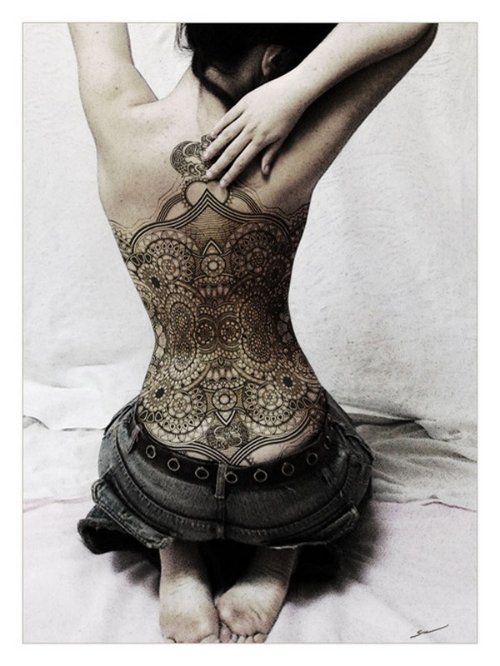 Attractive Geometric Tattoo On Back Body