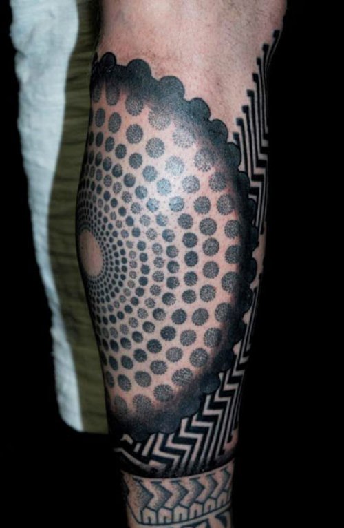 Amazing Geometric Tattoo On Leg