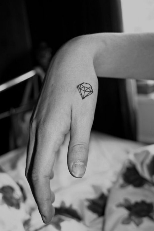 Geometric Diamond Tattoo On Right Hand