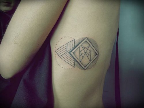 Geometric Tattoo On Left Rib Side
