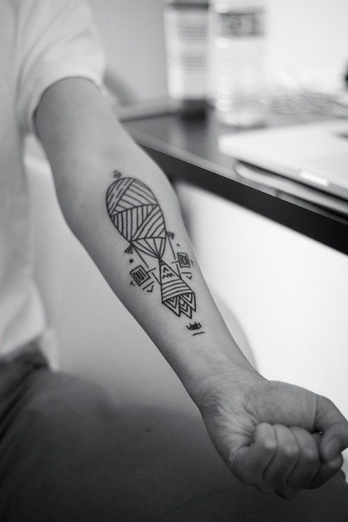 Black Ink Geometric Tattoo On Left Forearm