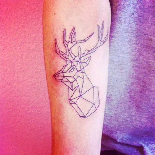 Geometric Dotwork Deer Head Tattoo