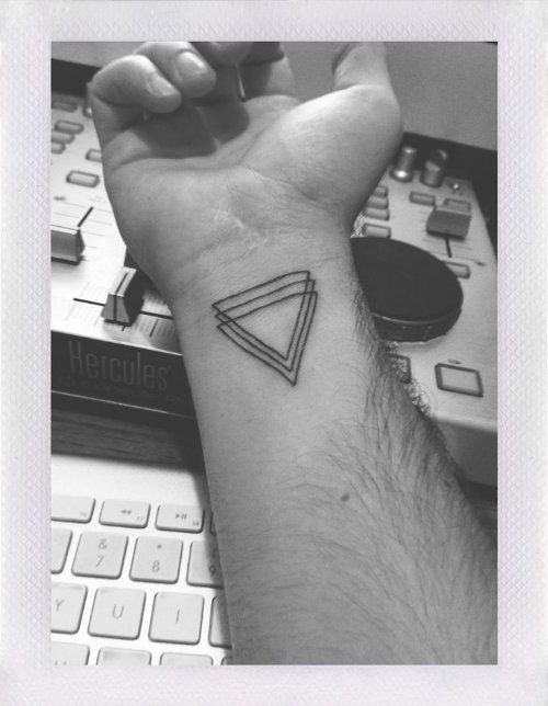 Geometric Triangle Tattoo On Right Wrist