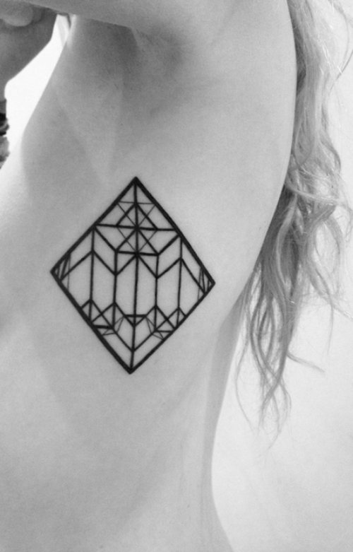 Girl Rib Side Geometric Tattoo