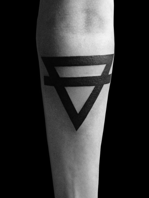 Black Ink Geometric Triangle Tattoo