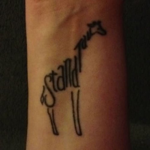 Stand Up Giraffe Tattoo On Wrist