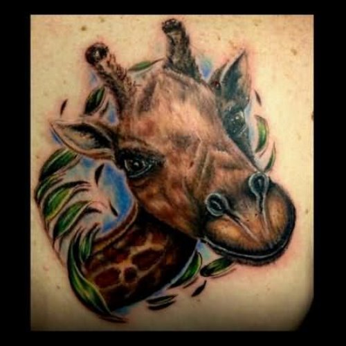Grey Ink Giraffe Tattoo