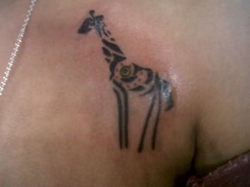 Black Ink Tribal Giraffe Tattoo