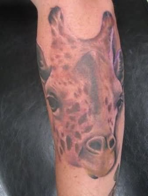 Color Giraffe Tattoo On Sleeve