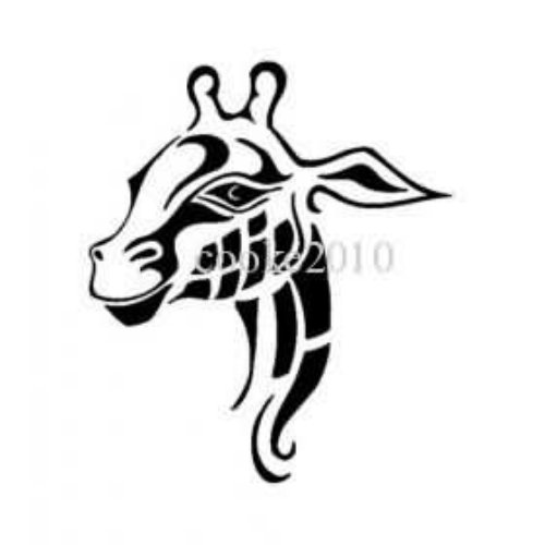 Black Ink Tribal Giraffe Tattoo Design
