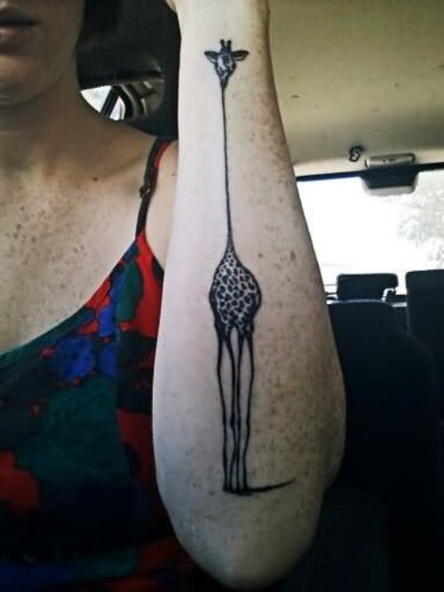 Giraffe Tattoo On Left Sleeve