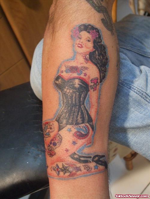 Pin Up Girl Tattoo On Arm