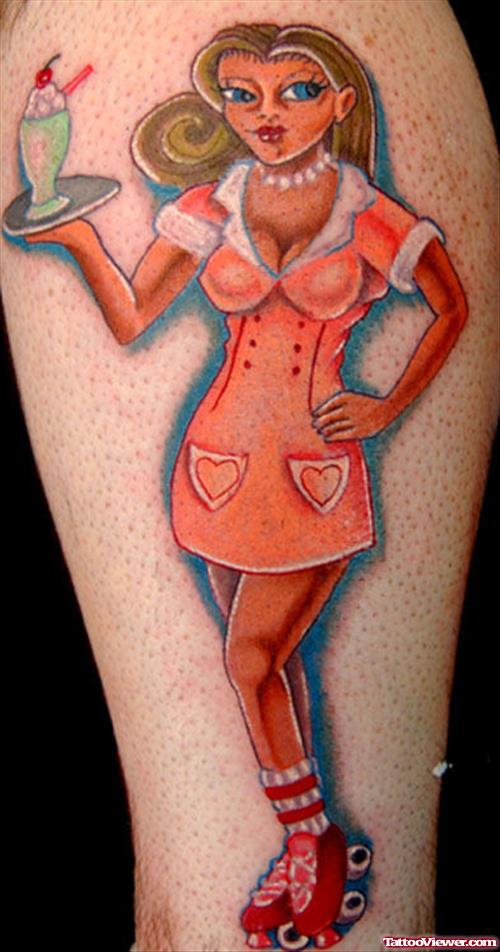 Wonderful Pin Up Girl Tattoo Design