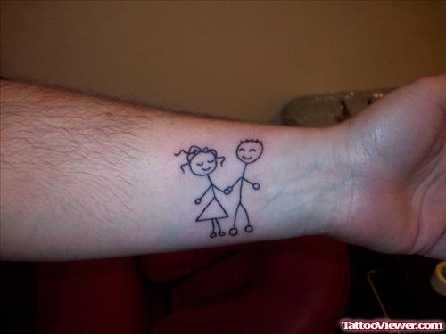 Stick Boy n Girl Tattoo On Wrist