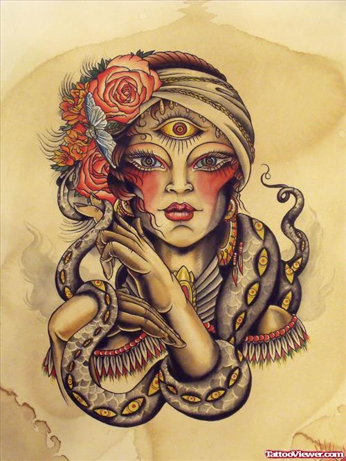 Gypsy Girl Tattoo Poster