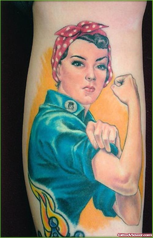 Strong Pin Up Girl Tattoo Design