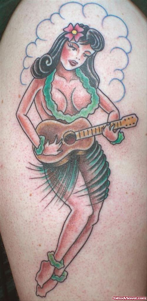 Pin Up Hawaiian Girl Tattoo Design