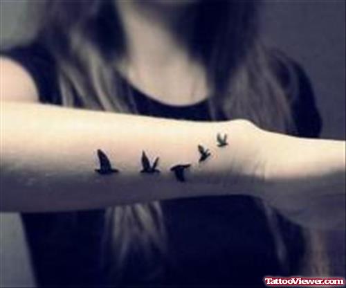 Forearm Birds Tattoo For Girls
