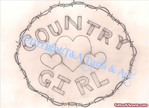 Country Girl Tattoo Drawing