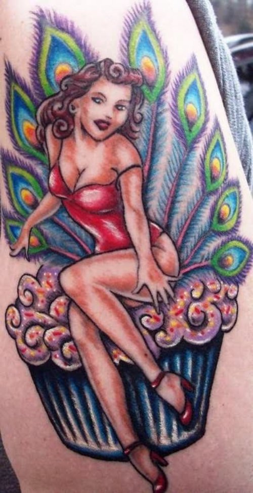 Peahen Girl Tattoo Design