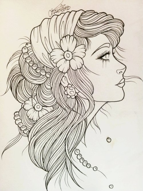 Gypsy Girl Head Tattoo Sample