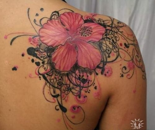 Lily Flower Girl Tattoo On Shoulder