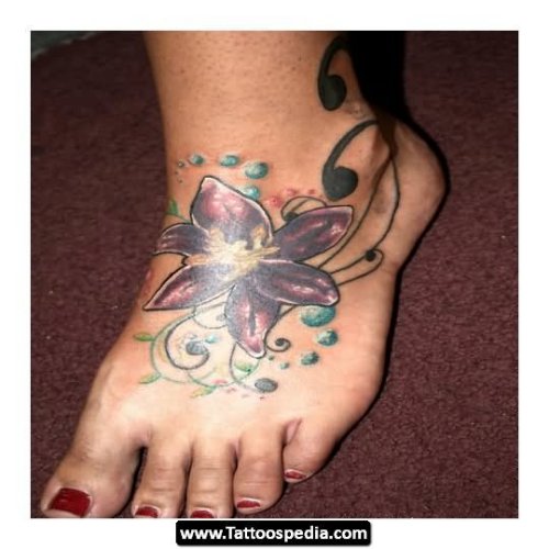 Girl Foot Flower Tattoo