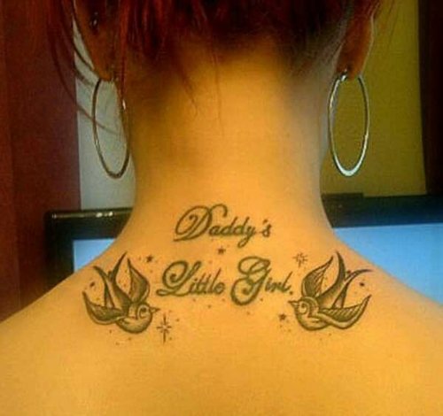 Daddy’s Little Girl Tattoo On Upper Back