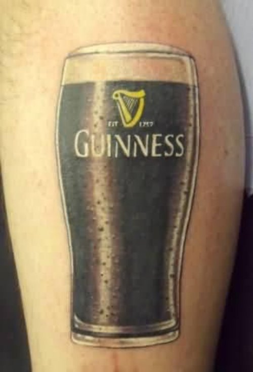 Guiness Glass Tattoo On Arm