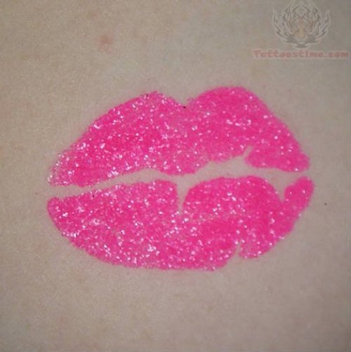 Glitter Lip Print Tattoo