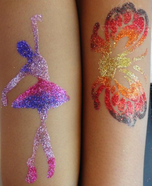 Glitter Girl And Butterfly Tattoo