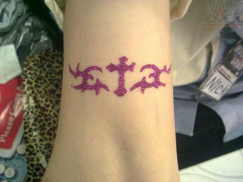 Glitter Cross Tattoo On Arm