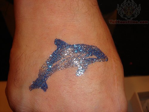 Blue dolphin Glitter Tattoo