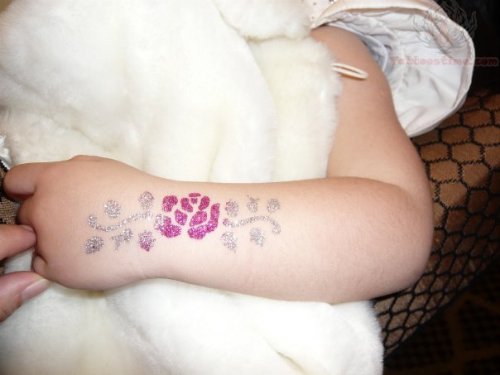 Glitter Flowers Tattoo On Arm