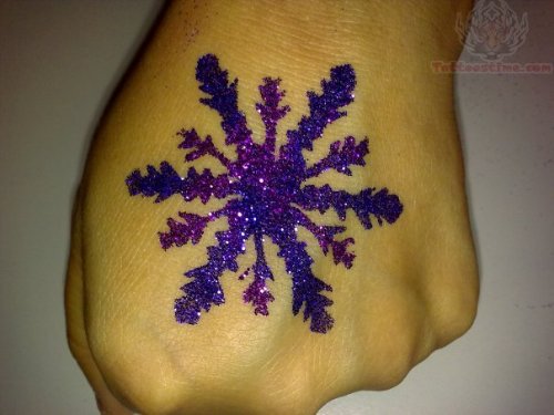 Glitter Hand Flower Tattoo