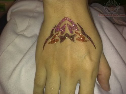 Tribal Glitter Tattoo On Hand