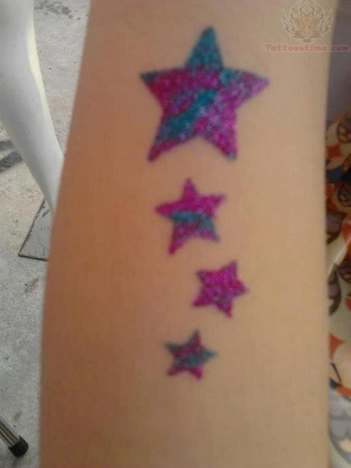 Glitter Stars Tattoos On Bicep