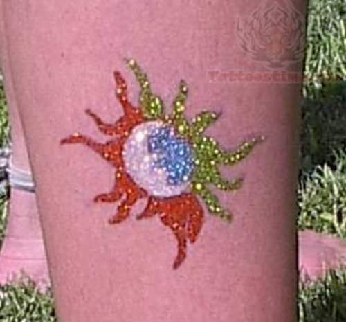 Sun Glitter Color Tattoo